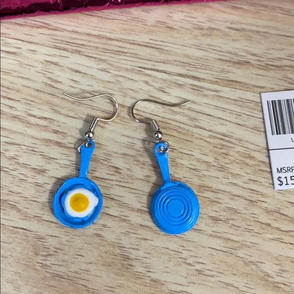 NWT EarFleek Blue Fried Eggs Earrings - Picture 3 of 4